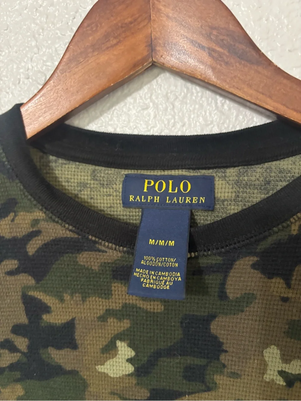 Polo by Ralph Lauren Men’s Camo Waffle Knit Thermal Long Sleeve Crew Shirt